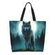 thumbnail image 1 of Fotbe Wolf Bolsa Tote Estética de Lona con Estampado para Mujer - Bolsa Reutilizable de Hombro Casual para Vacaciones, Compras, Trabajo y Gimnasio, 1 of 8