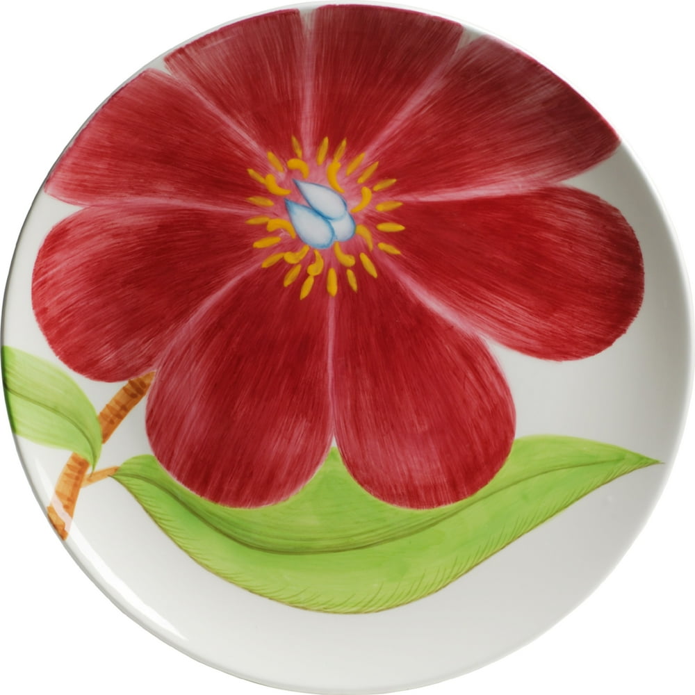 Floral Ceramic Round, Dinner Plate, Set of 4 Plates