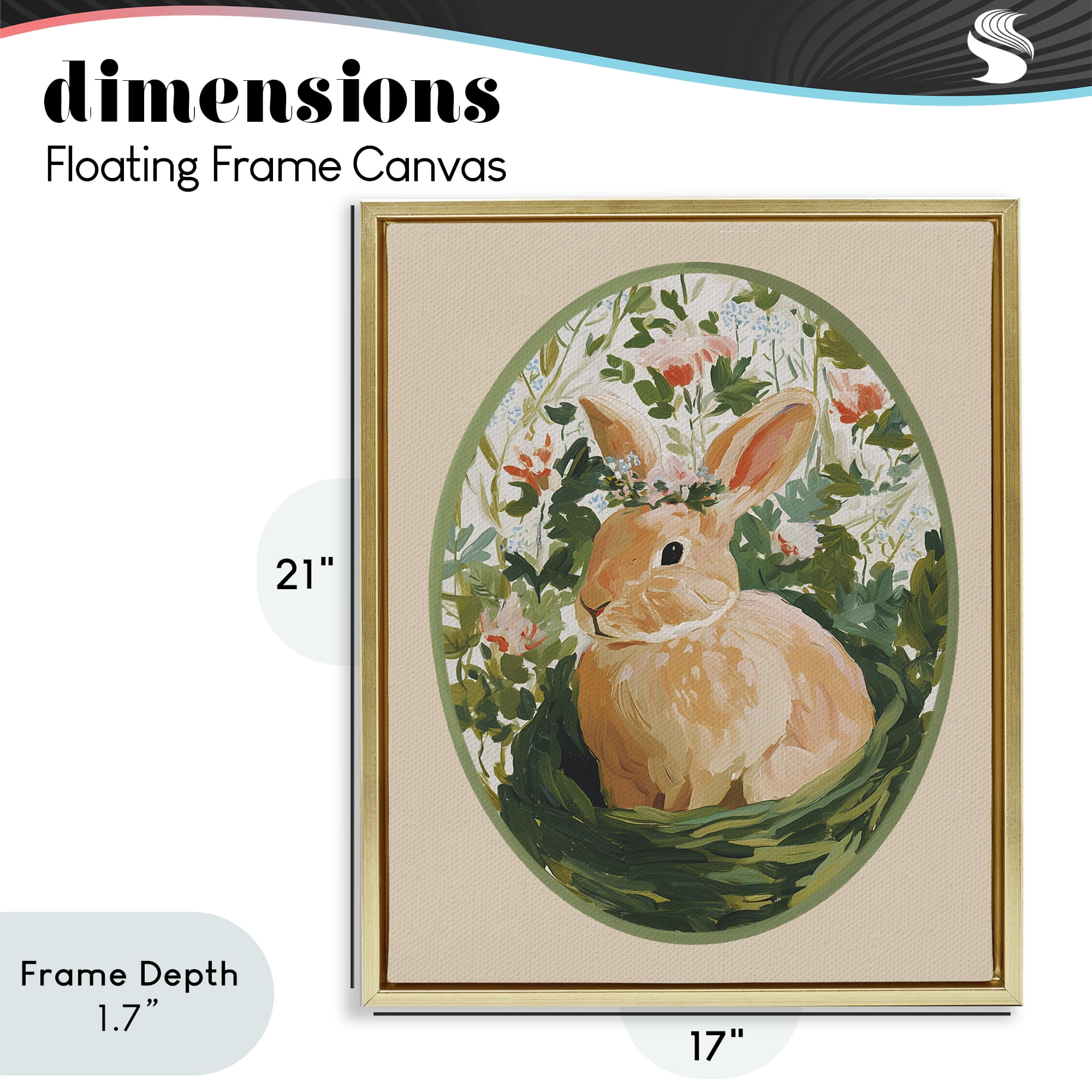 Stupell Industries Bloom Nest Bunny Gold Framed Floater Canvas Wall Art, design by Yen