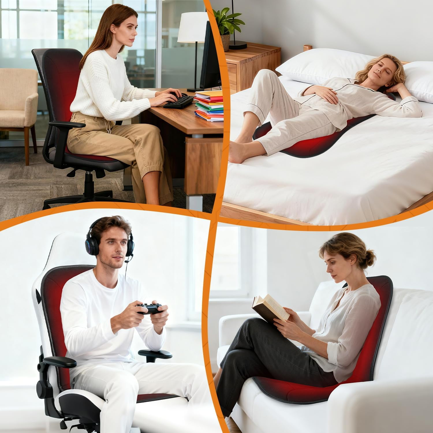 Heated Seat Cushion for Office Chair - Heating Pad for Back, Lumbar, Hip, Thigh with 7 Temperatures Levels - Warm Gift for Winter