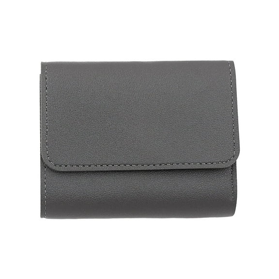 Modstep Leather Small Wallet Purses for Women Men ID Window RFID Blocking Bifold Credit Card Holder Students Portable Pocket Grey