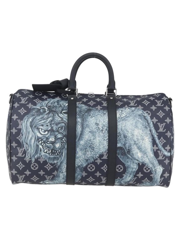 Pre-Owned Louis Vuitton Keepall Bandouliere Limited Edition Chapman Savane Monogram Canvas Navy Canvas Travel Bag Bag