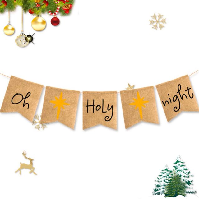 Oh Banner Arpillera Pared Puerta Chimenea Chimenea Decoraciones 2.2 Yardas BLESIY Bandera del empavesado de Oh Holy Night