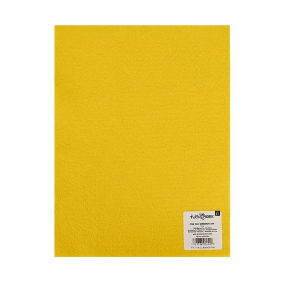 Hello Hobby Yellow Felt Sheet for Craft Projects, Soft and Easy to Cut, 9" x 12"