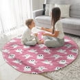thumbnail image 3 of Pink Halloween Ghosts Round Blanket,Comfortable Soft Flannel Throw Blanket,All Season,Warm Lightweight Blankets for Sofa Bed Couch Living Room Chair 47"x47", 3 of 5