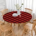 thumbnail image 3 of Red Black Checkerboard Checkered Pattern Round Fitted Tablecloth with Elastic Edge,Dining Table Cover Waterproof,Outdoor Round Tablecloth for Camping,Dining,Indoor and Outdoor, 3 of 7