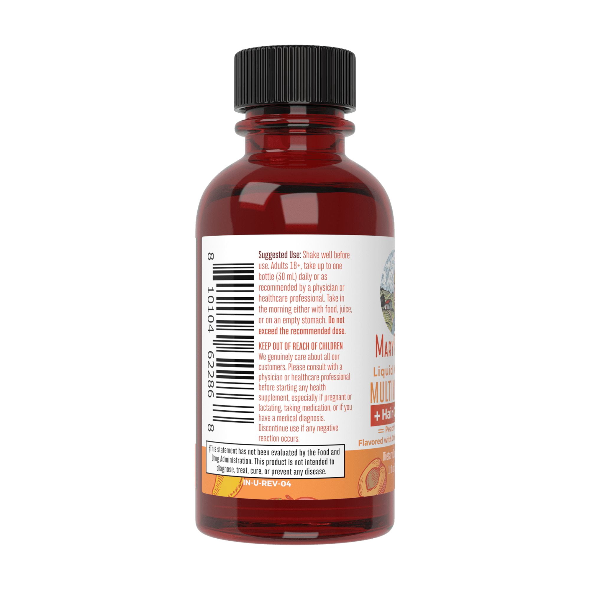 MaryRuth Organics Liquid Morning Multivitamin + Hair Growth, Peach Mango, 1 fl oz