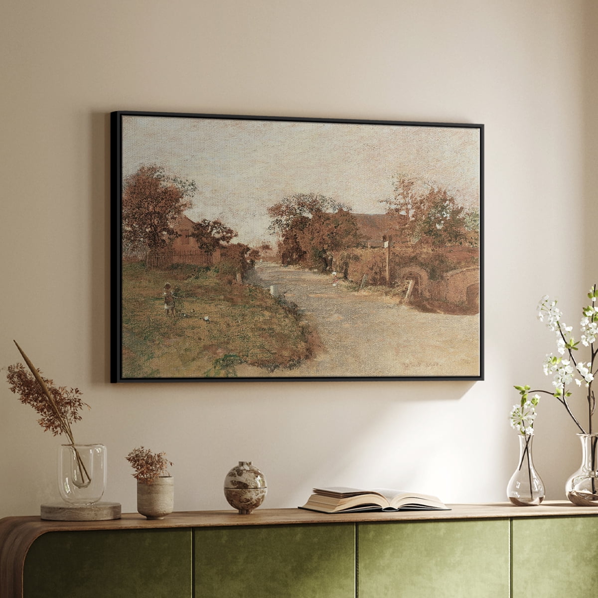 Vintage Animal Print-IX By Wexford Home Framed in Black Wood Gallery Wrapped Canvas 25 in. x 37 in.