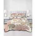 thumbnail image 2 of Quilts Twin-XL Size Bedding Set, Red Coral Coastal Lightweight Quilted Comforter, Conch Starfish Nautical Ocean Soft Reversible Bedspread Coverlet with Pillow Covers for All Season, 68" x 98", 2 of 7