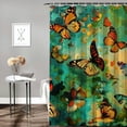 thumbnail image 2 of Orinice Butterflies Blue Sky Green Sky Bathroom Decor Set - Colorful Luxurious Graphic Print Polyester Fabric Fashion Decor Set with Hooks - Home Bathtubs Curtain Decoration Chic Modern Shower, 2 of 7