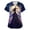 Purple #019, variant on Womens Scrub Tops Halloween Funny V Neck Spooky Witch Printed Scrubs Horror Short Sleeve Scrub Shirts Medical Nurse Workwear Nursing Uniform with Pockets, XL