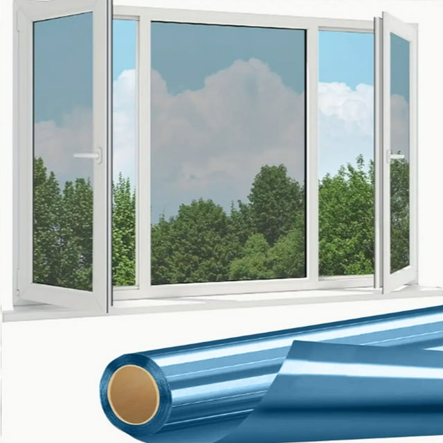 XYKA Privacy Heat Insulation Window Security Film, Reusable Electrostatic Adsorption Window Sticker, One Way Window Privacy Film for Home and Office, 23.62" X 196.85"