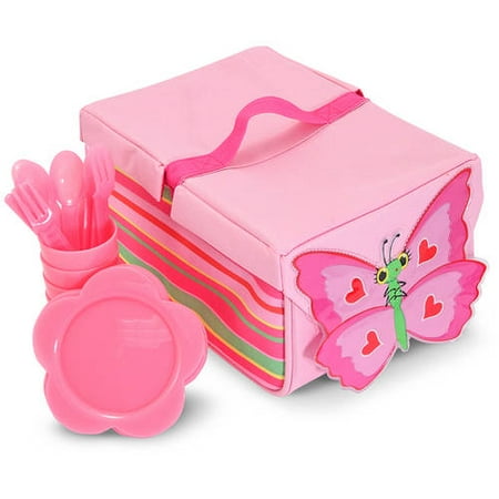 Melissa & Doug Sunny Patch Bella Butterfly Picnic Set With Basket, Plates, and Utensils