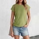 thumbnail image 1 of MKLEKYY Playeras Mujer Camiseta De Verano De Manga Corta Para Mujer, Color Liso, Con Mangas Cubiertas Talla S, 1 of 3