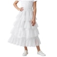 thumbnail image 2 of Miluxas Girls' Maxi Skirts Tiered Elastic Waist Long Flowy Swing Ruffle Pleated Casual Summer Skirts White 13-14 Years, 2 of 8