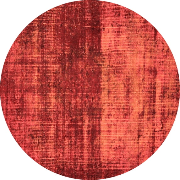 Ahgly Company Indoor Round Abstract Orange Modern Area Rugs, 4' Round