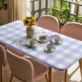 thumbnail image 3 of Spring Easter Table Cloths for 4 Foot Rectangle Tables, Bunny Botanical Flowers Leaves Purple Check Patio Waterproof Elastic Fitted Tablecloths, Washable Rectangular Table Cover for Camping, 3 of 8