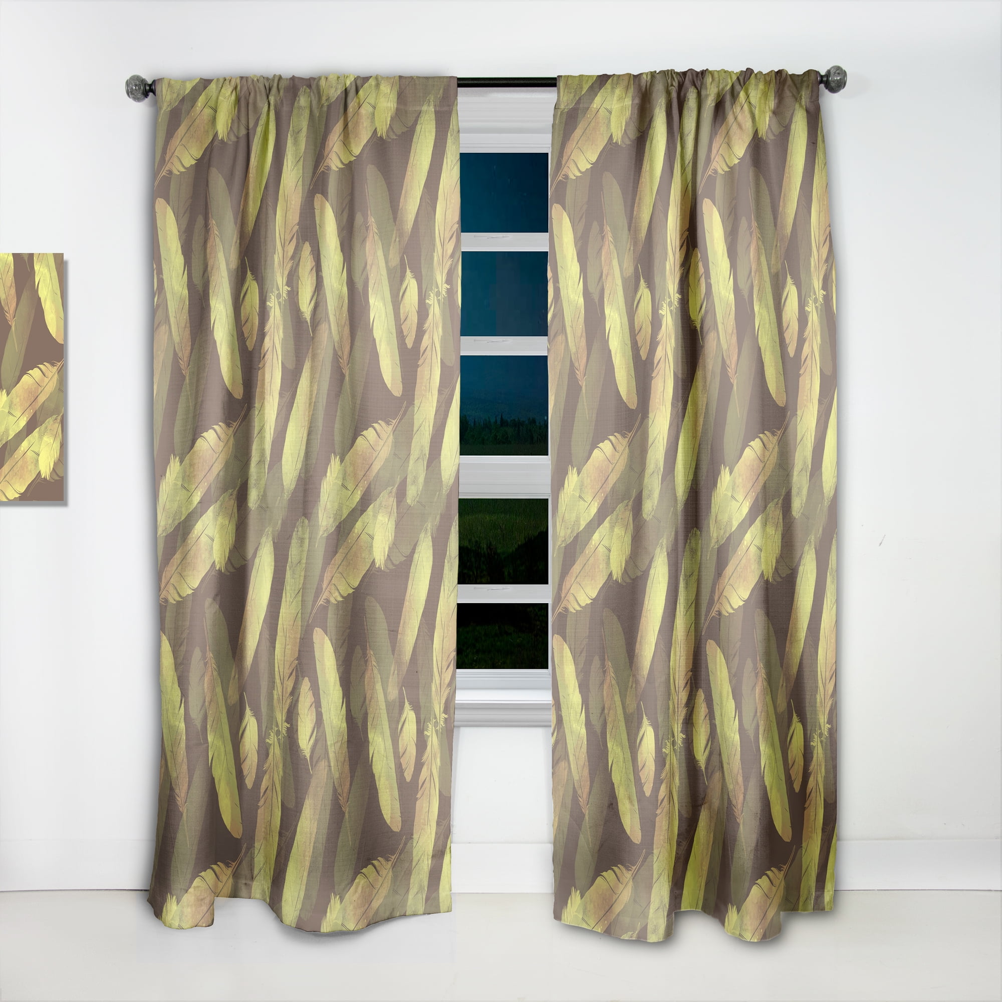Designart 'Moods Yellow IV' Southwestern Curtain Panel
