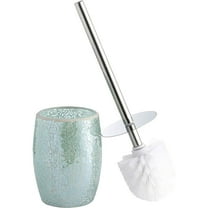 WHOLE HOUSEWARES Modern Toilet Brush Set, Turquoise (1 Glass Mosaic Bathroom Accessory)