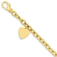 thumbnail image 1 of 14K Yellow Gold Link w/ Heart Charm Bracelet, 1 of 3