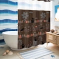 thumbnail image 5 of No Hook Shower Curtain, Japanese Style Shower Curtains for Bathroom with See Through Top Window, Farmhouse Brown Cat House Trees Flowers Waterproof & Washable Bath Curtain Extra Long 72"x84", 5 of 9