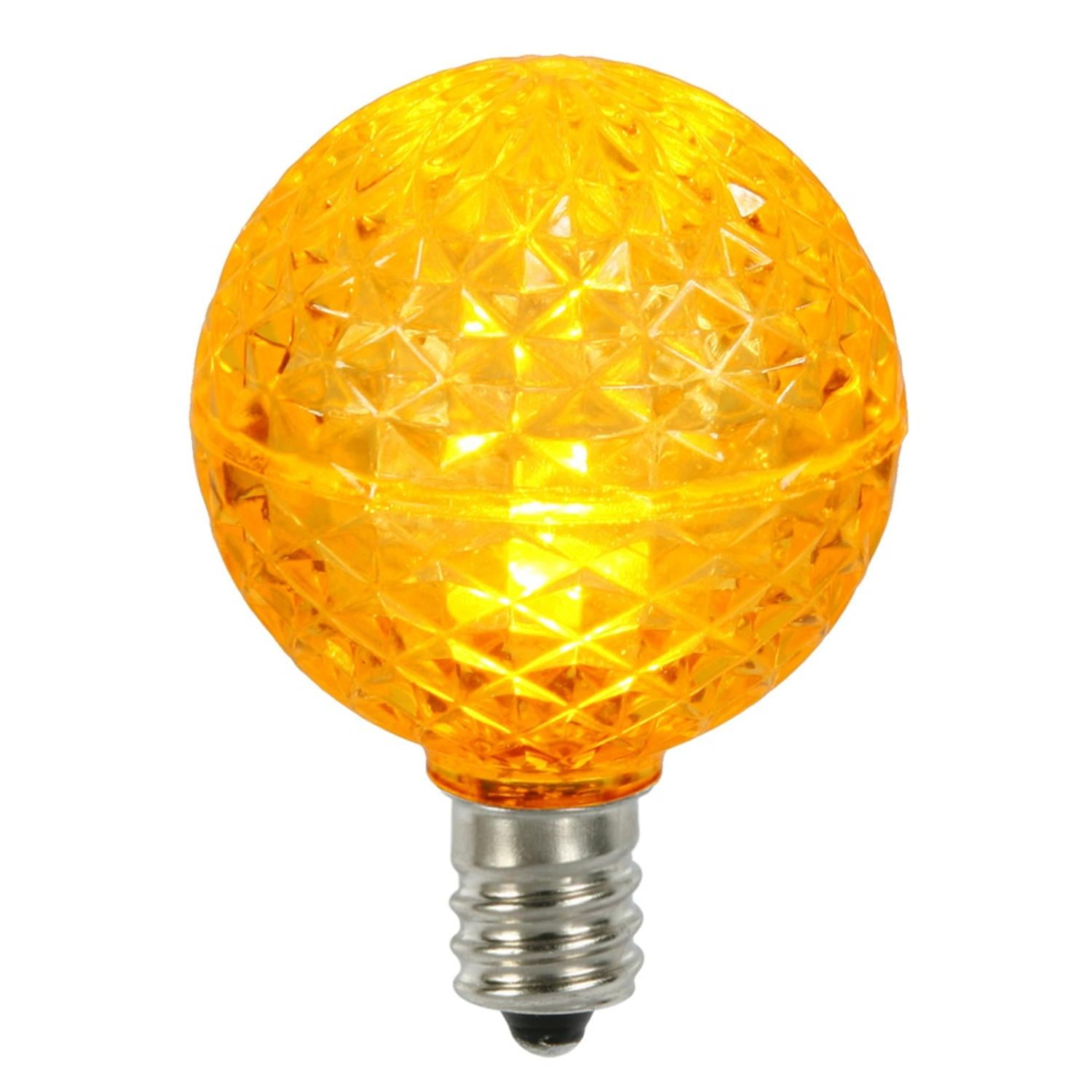 Club Pack of 25 LED G40 Yellow Faceted Replacement Christmas Light Bulbs
