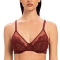 thumbnail image 2 of MELENECA Women's Full Coverage No Padding Plus Size Minimizer Underwire Bra Cabernet Red 42B, 2 of 5