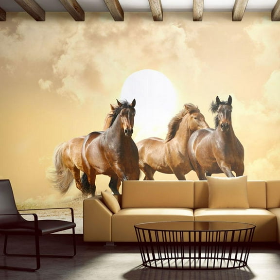 Tiptophomedecor Animal Wallpaper Wall Mural - Running Horses