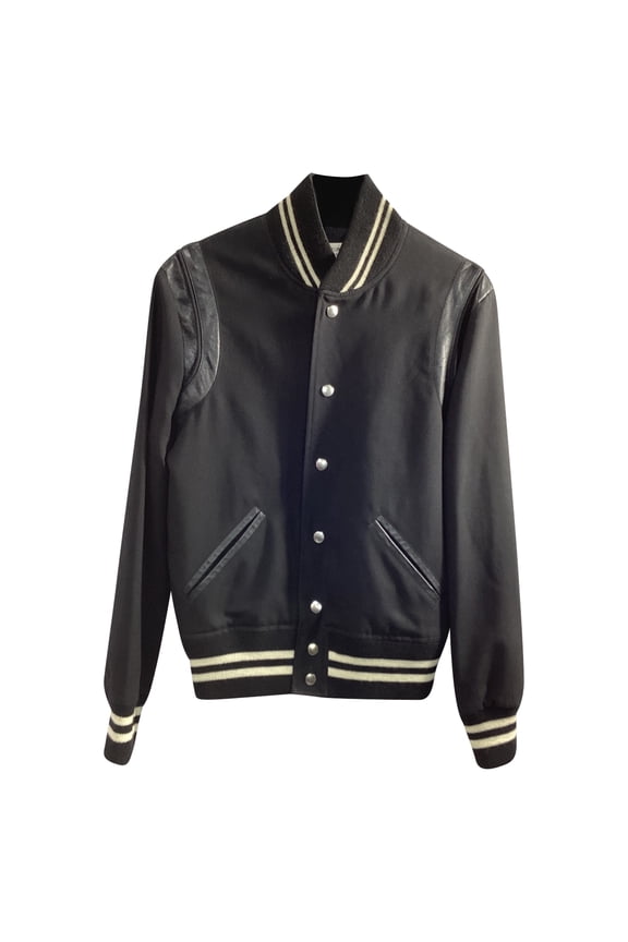 Pre-Owned Saint Laurent Teddy Varsity Jacket in Black Wool
