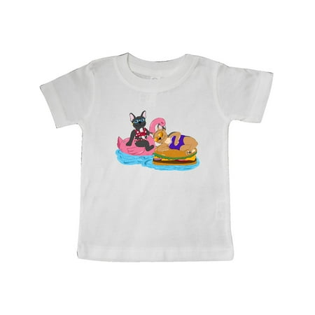 

Inktastic Cute French Bulldogs On Pool Floaties Gift Baby Boy or Baby Girl T-Shirt