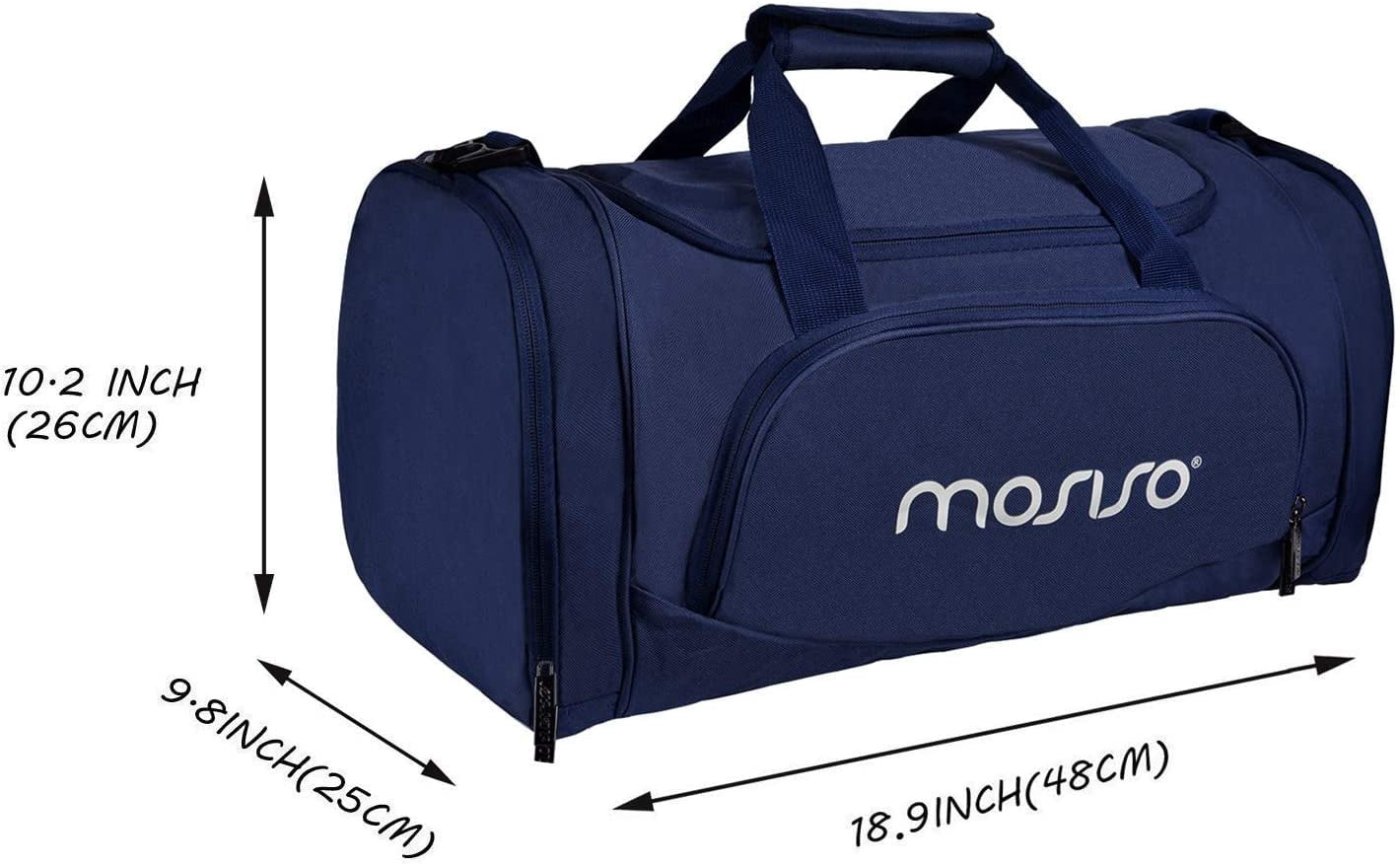 Mosiso Waterproof Sports Duffle Bag Gym Bag Travel Duffel with Adjustable Strap for Sports , Gym ,Vacation , Shopping and Travel ,Navy Blue