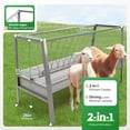 thumbnail image 3 of Kojem Livestock 2-in-1 Hay & Grain Feeder Storage and Dispensing Feed Pan 55 Gallon Capacity Livestock Hay Feeders for Goats, Sheep, Horses Steel Powder Coated Silvery, 3 of 8