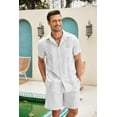 thumbnail image 3 of COOFANDY Men's Two Piece Outfits Sets Linen Shirt Cruise Wear Shirt and Shorts Set, 3 of 10
