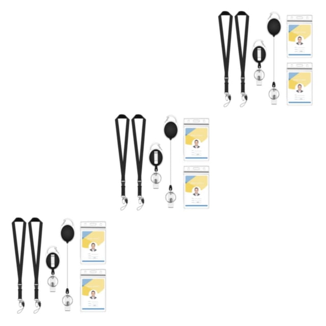 jesticaly 2pcs PVC Durable Badge Reel With Round Edge And Scratch-proof Surface Work ID Card Badge Tether 3Set