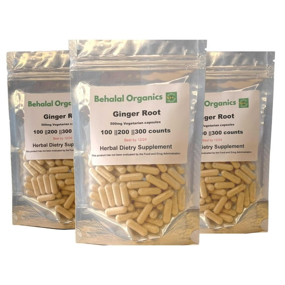 Ginger Root Capsules 500 mg Non-GMO, Gluten Free Ginger Root Extract