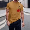 thumbnail image 2 of Rggeeun Men'S T-Shirts Cute Rose Floral Print Cotton Blend Lightweight Crew Neck Short Sleeve Relaxed Fit For Summer Travel Party Classic Tee,Coffee,Xxxl, 2 of 8