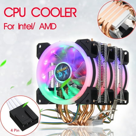 Silent RGB CPU Air Cooler 4 Heatpipes, 3Pcs LED RGB Fans For LGA 775/1155/1156/1150/1366