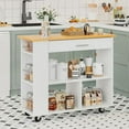 thumbnail image 2 of SUNLEI Kitchen Island on Wheels with Storage Cabinet, Rolling Cart Kitchen Storage Organizer with/3 Side Spice Rack, Lockable Wheels & Towel Handle, 2 Tier Open Shelf for Kitchen(White), 2 of 5