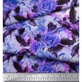 thumbnail image 3 of Soimoi polyester Crepe Fabric Leaves & Rose Flower Printed Fabric 1 Yard 42 Inch Wide, 3 of 3