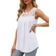 thumbnail image 2 of Camisetas de Tirantes de Verano para Mujer, Corte Holgado, Túnicas Plisadas, Escote Redondo, Sin Mangas, Encaje, Dobladillo Curvo, Fluidas. M, 2 of 7