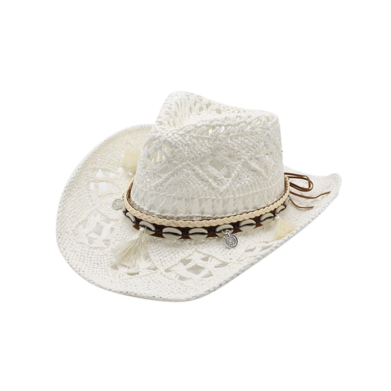 Hand-Woven Straw Cowboy Hat with Sun Protection - Unisex Western Hat Unisex Summer Outdoor Hollow Western Cowboy Hats Hand Woven  main image 2