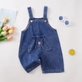 thumbnail image 6 of DHFJKG Girls Easter Denim Overalls Kids Sleeveless Straight Leg Romper Bib Overall Jeans Cute Bunny Embroidery Adjustable Straps Short Jumpsuits Ages 1-5 Years, 6 of 7