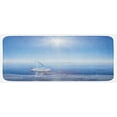 thumbnail image 1 of Winter Kitchen Mat, Icy Boat in Sunny Weather with Open Sky Cool Blue Tones Seascape Photograph Print, Plush Decorative Kitchen Mat with Non Slip Backing, 47" X 19", Blue White, by Ambesonne, 1 of 1