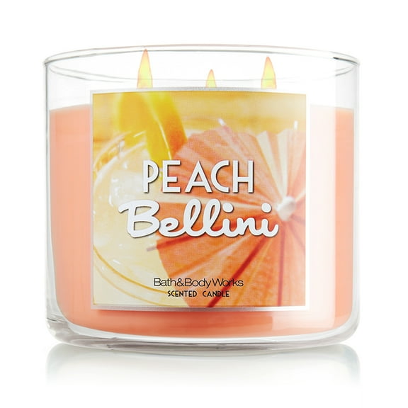 Bath and Body Works PEACH BELLINI  3-Wick Candle 14.5 Ounce