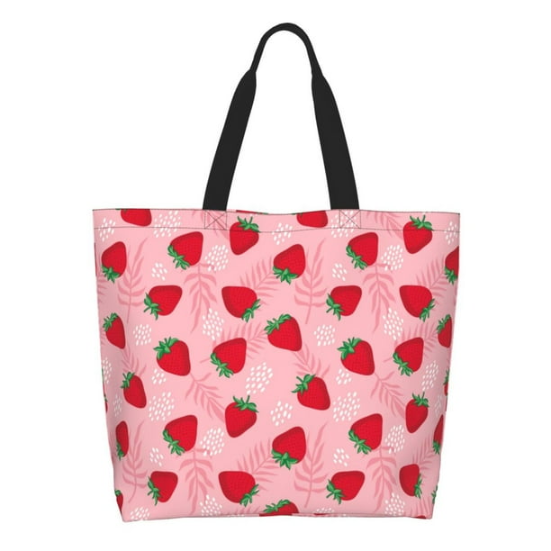 Easygdp Strawberry Bolsas Tote para Mujer, Bolsos de Hombro para Viaje, Bolsos de Mano de Gran Capacidad para Compras y Trabajo