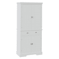 thumbnail image 3 of 72 Inch Tall Kitchen Pantry Storage Cabinet with Pull Out Drawer and Customizable Shelving, Freestanding Farmhouse Cupboard with Built In Door Organizers for Dining Room Kitchen, Black White, 3 of 8