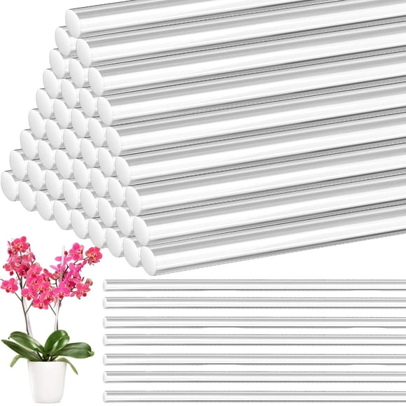 Tebery 50 Pcs Piquets de Plantes en Acrylique de 17,3 Pouces, Bâtons/tiges Transparents pour Orchidées de Jardin pour Projets DIY, Stu