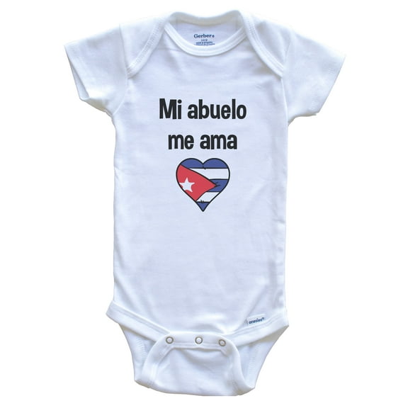 My Grandpa Loves Me Spanish Language Cuba Heart Flag Baby Bodysuit, 0-3 months white