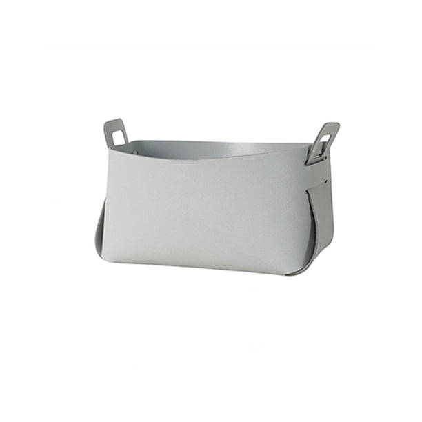 Matsuzay Cesta de almacenamiento Organizador de cuero con asa Soporte decorativo Contenedor Caja Desmontable Cosmético Papelería Decoración Almacenamiento y organización del hogar Gris L Matsuzay HA067449-03