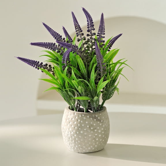 Tuscom Simulation Bonsai Artificial Lavender Plants in Round Bottle, Small Potted Decor for Home Office Desk, Shoe Cabinet, Air Conditioner Top, Minimalist Desktop Decoration